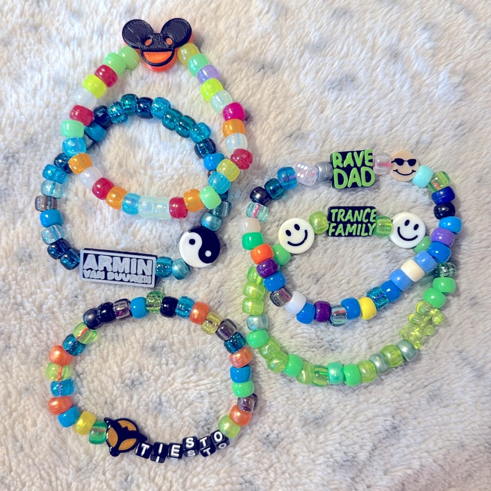 Rave Dad Trance Family Deadmau5 Tiesto Armin Kandi Bracelet Set